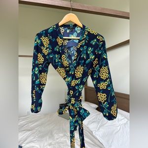 J Crew Floral Wrap Blouse size Small